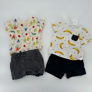 0-3 Months Boys Outfit Lot T Shirts Shorts Spring Summer Baby Fruit Farm Infant